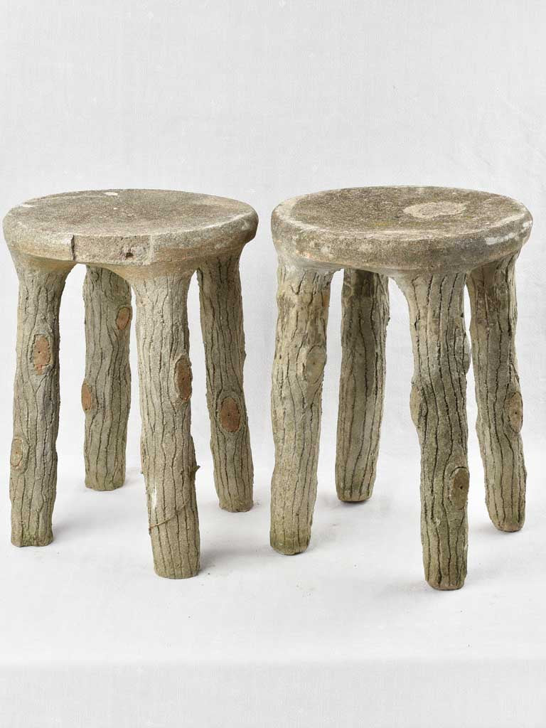 Pair of 1920's faux bois stools 19¾"