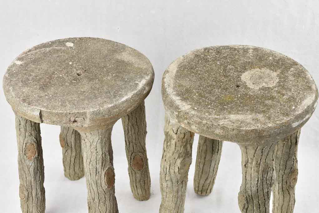 Pair of 1920's faux bois stools 19¾"