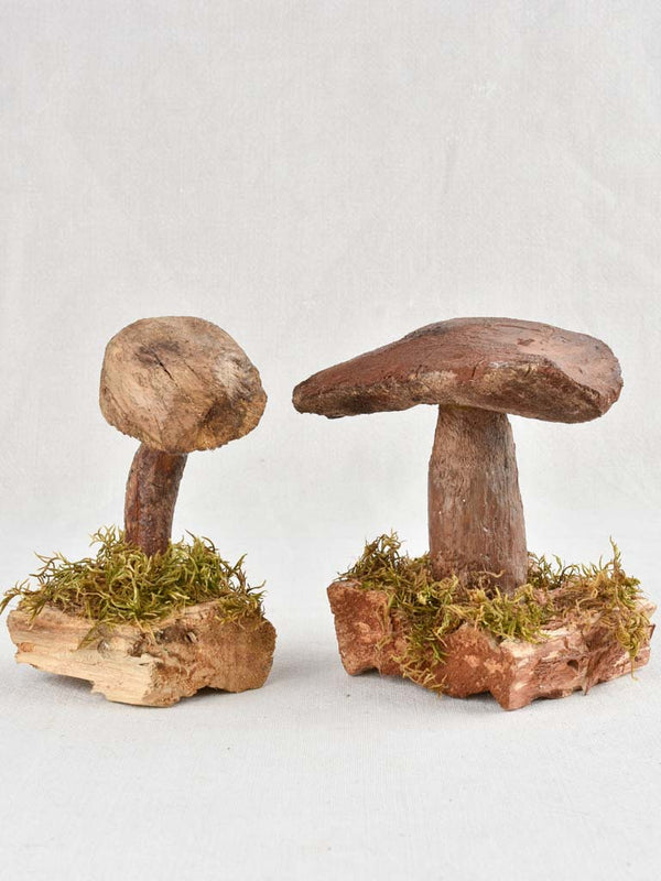 Artisanal salvaged-wood mushroom sculptures