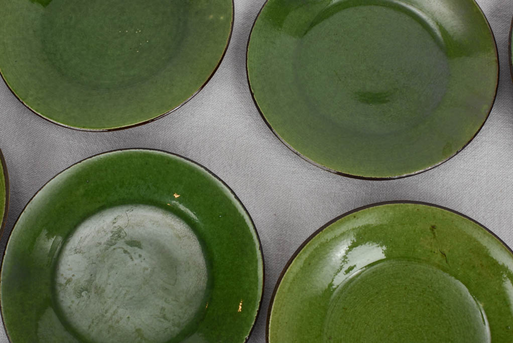 Plates, green glaze, vintage, 7½"