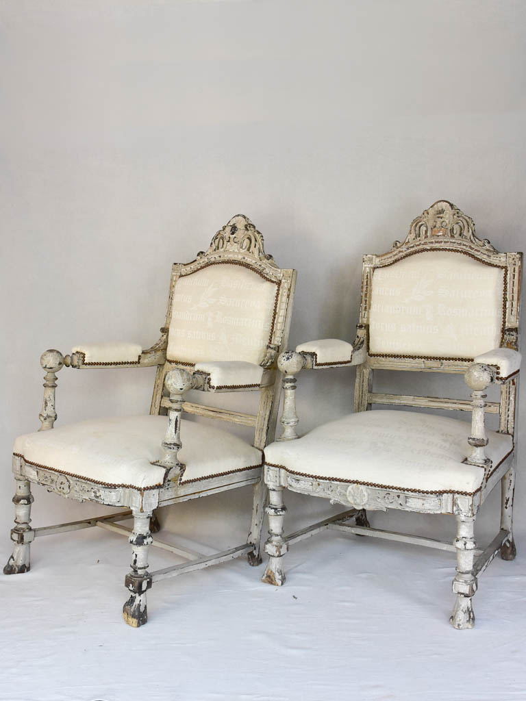 Pair of large antique French armchairs