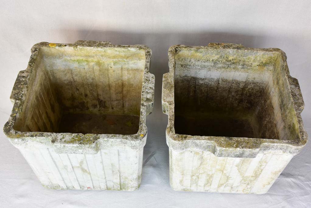 RESERVED AM Pair of large square Willy Guhl garden planters 23¾"