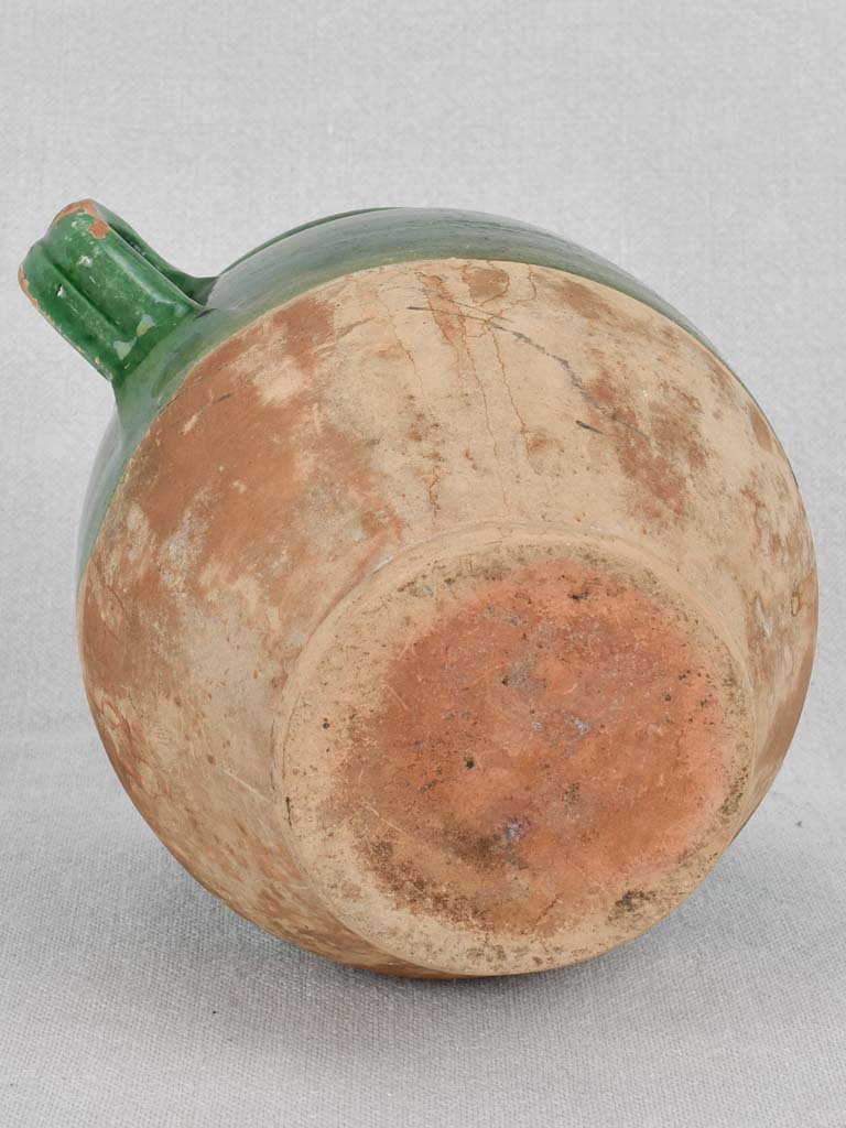 Confit pot, green glaze, antique, small 6¾"