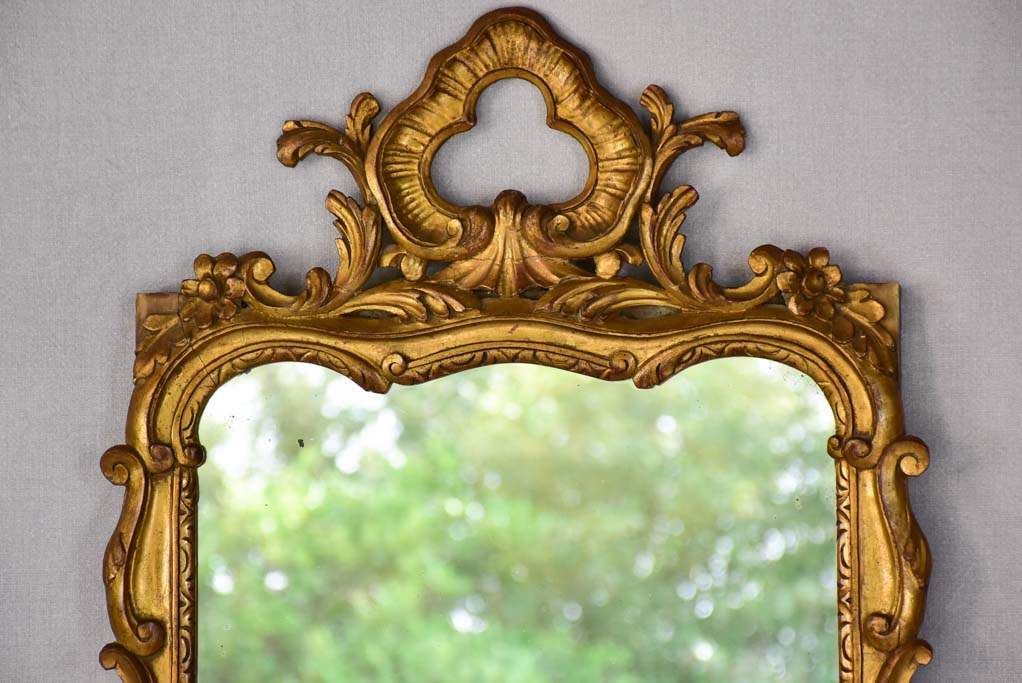Late 19th-century Louis XV style gilt mirror with pediment 23¼" x 37¾"