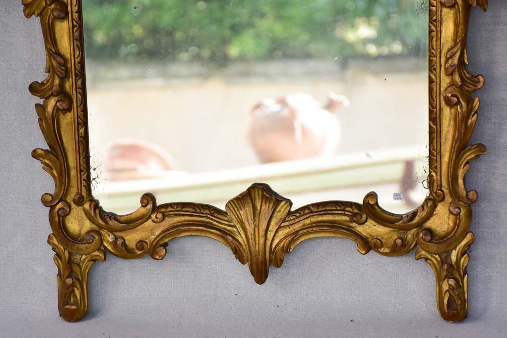 Late 19th-century Louis XV style gilt mirror with pediment 23¼" x 37¾"