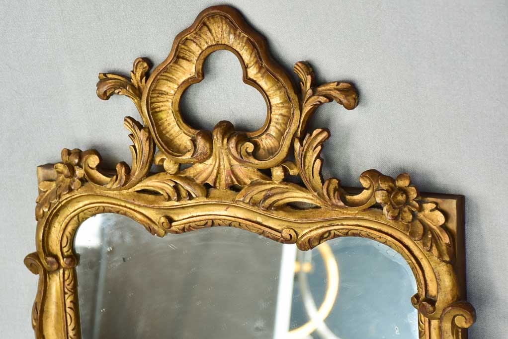 Late 19th-century Louis XV style gilt mirror with pediment 23¼" x 37¾"