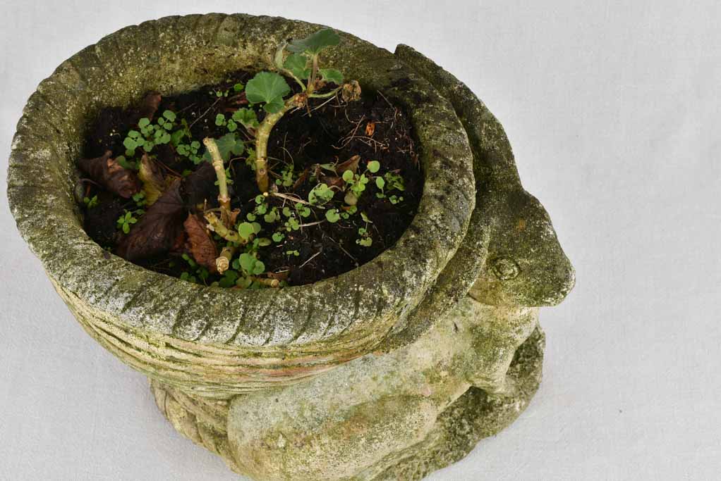 Planter, rabbit with basket, mid-century, 11¾"