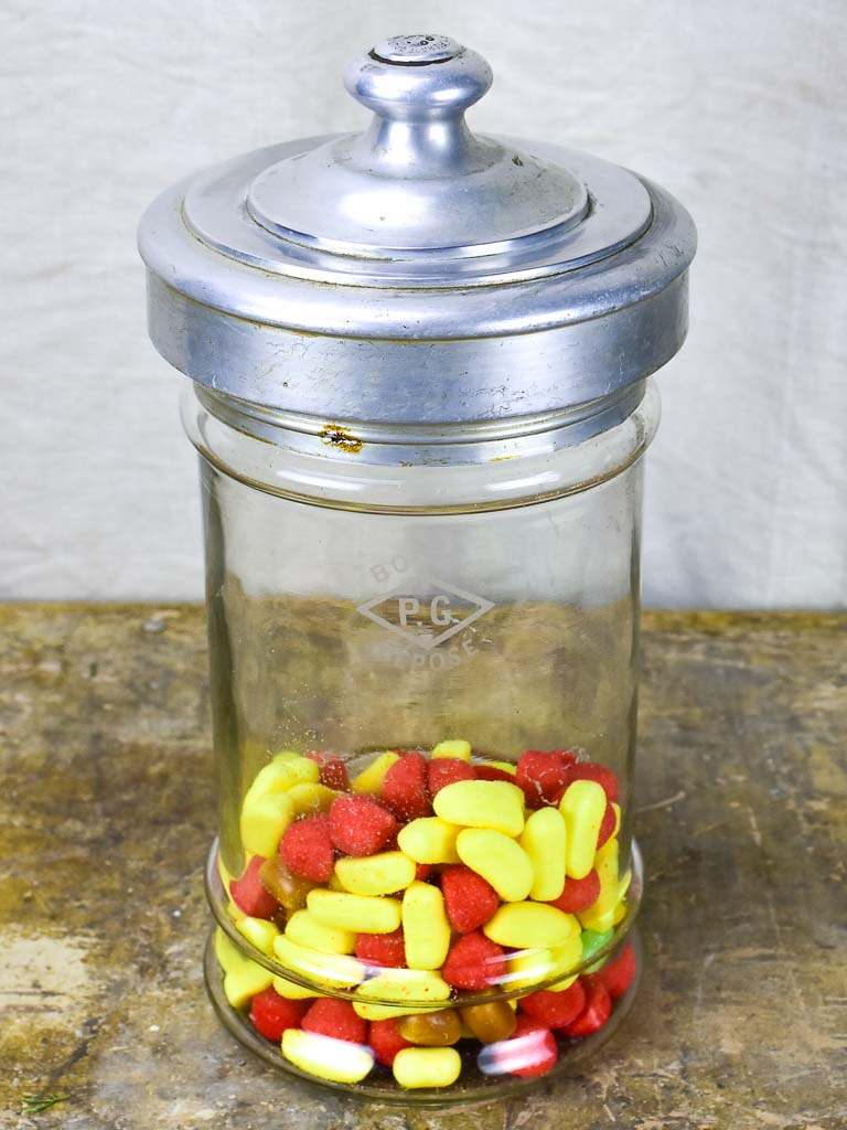 Rare antique French Pierrot Gourmand candy jar 14½""