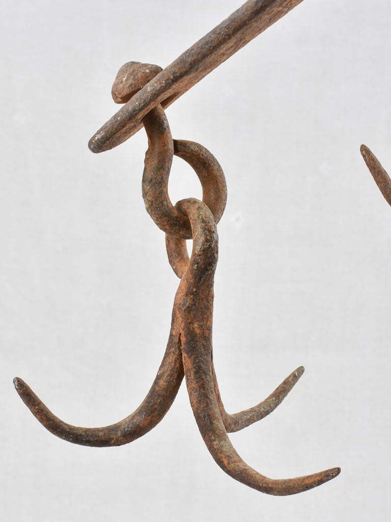 19th century hanging wrought iron charcuterie hooks 11¾"