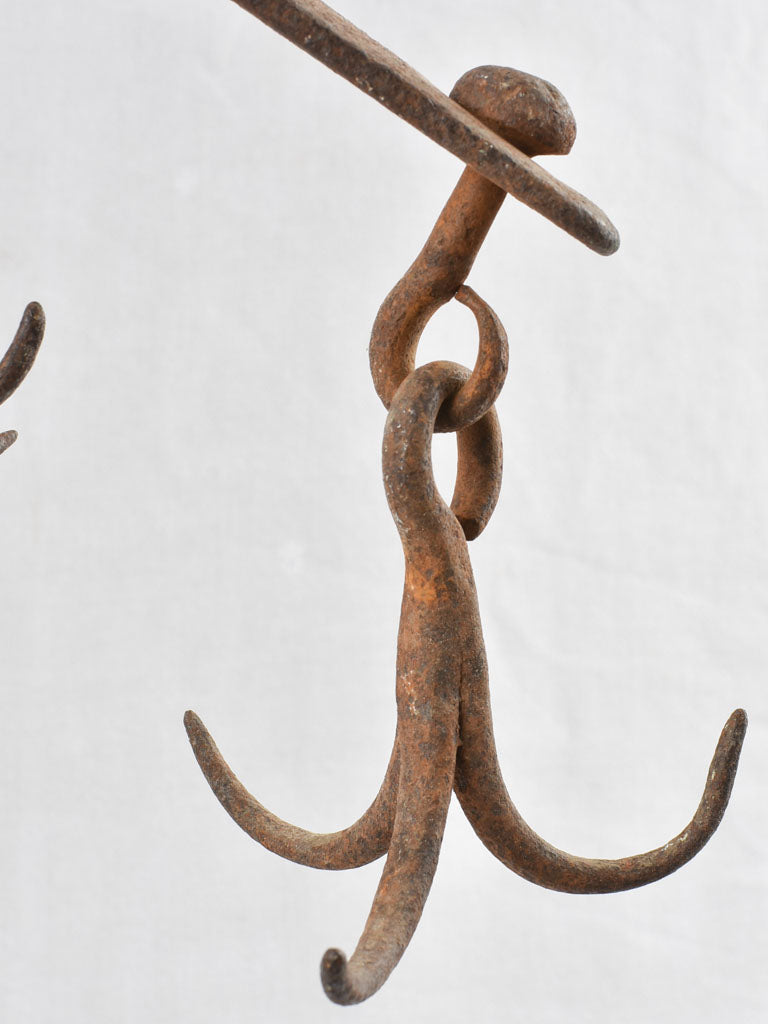 19th century hanging wrought iron charcuterie hooks 11¾"