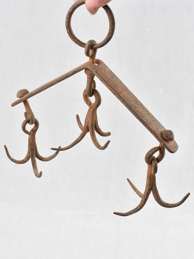 19th century hanging wrought iron charcuterie hooks 11¾"