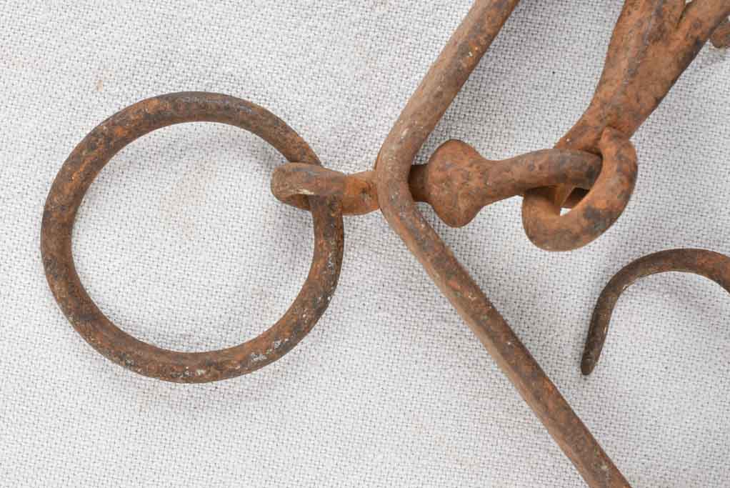 19th century hanging wrought iron charcuterie hooks 11¾"