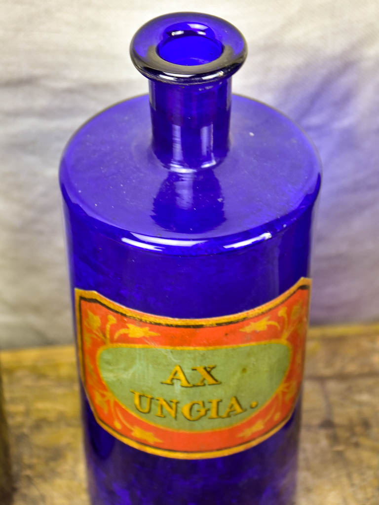 Rare collection of antique French apothecary jars - cobalt blue