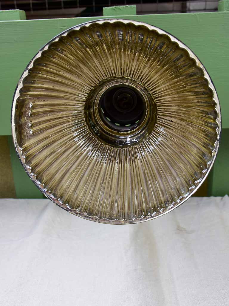 Pair of antique Holophane industrial pendant lights