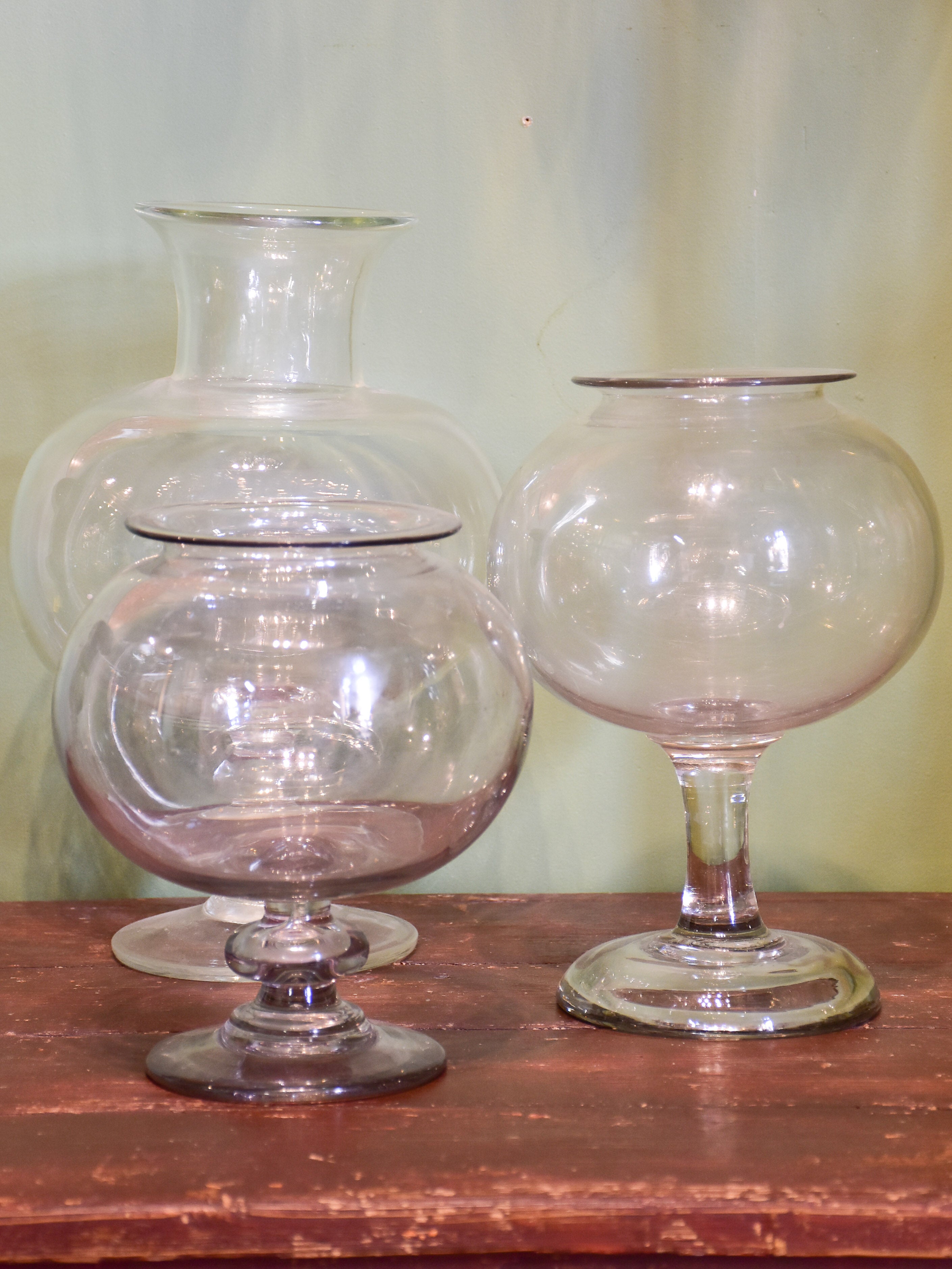French apothecary glass sangsue jars