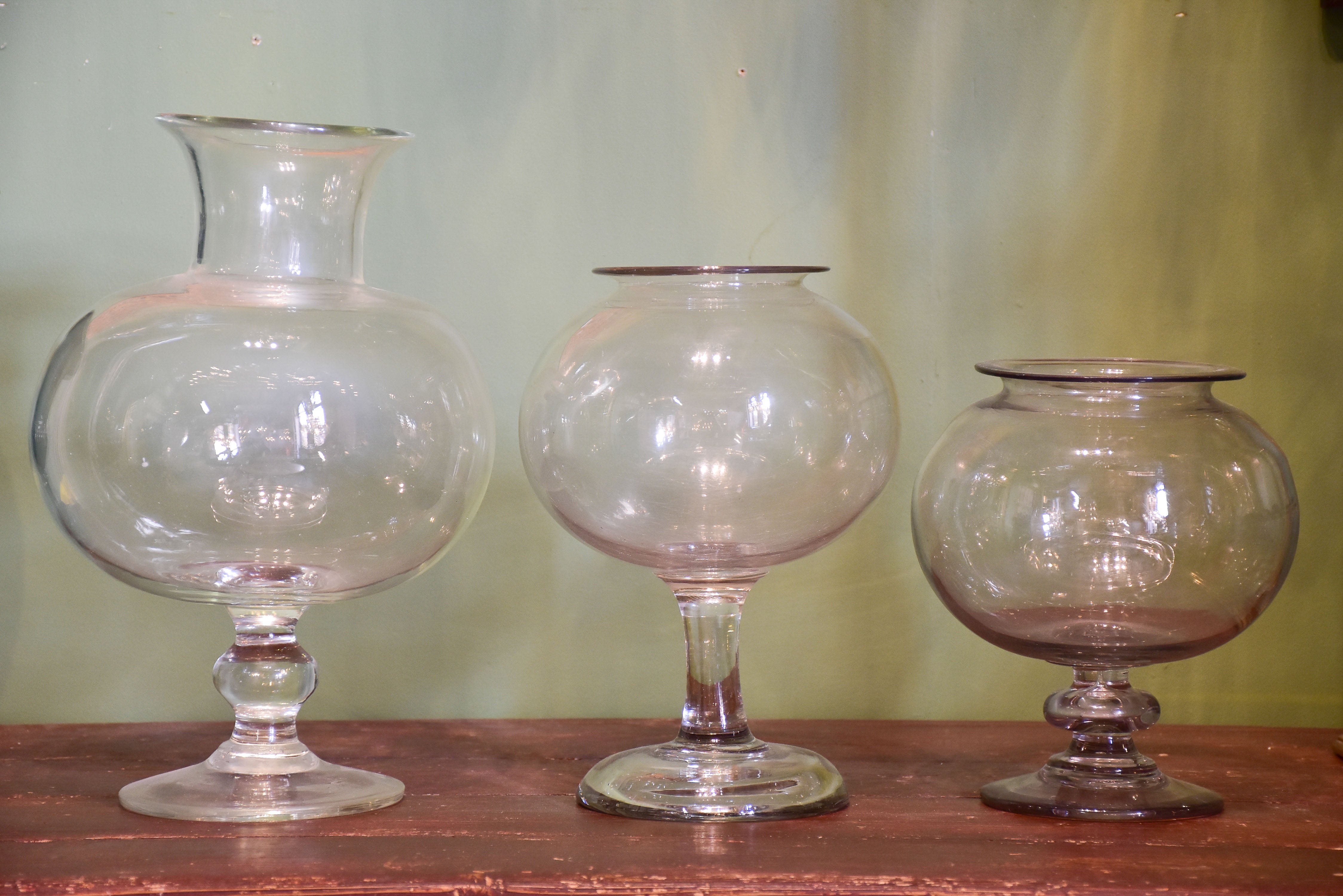 French apothecary glass sangsue jars