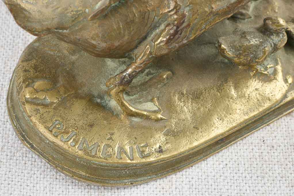 Aged Bronze Mother Goose Statue Mene
