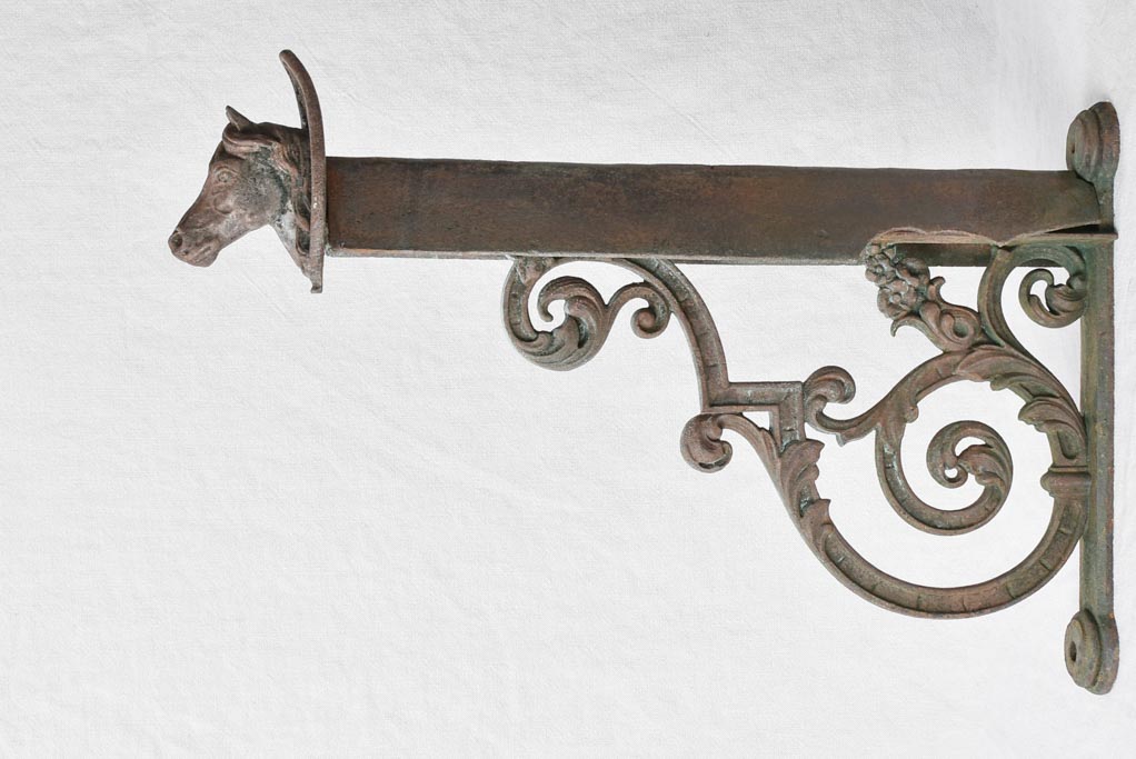 Antique French saddle rack with horse head - cast iron 23¼" x 15"