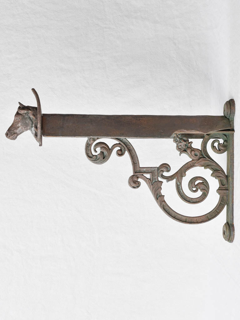Antique French saddle rack with horse head - cast iron 23¼" x 15"