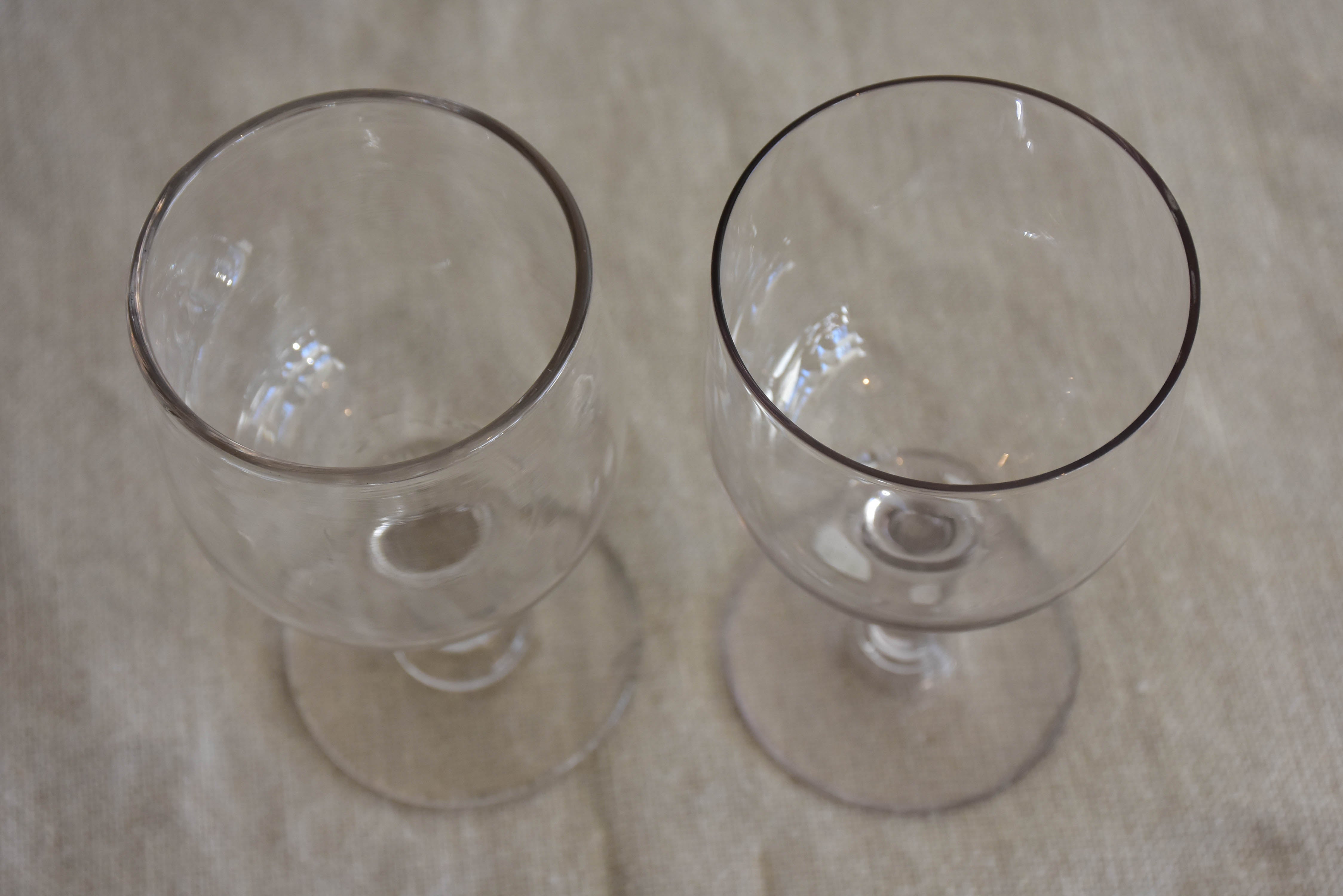 Collection of six antique French wine glasses