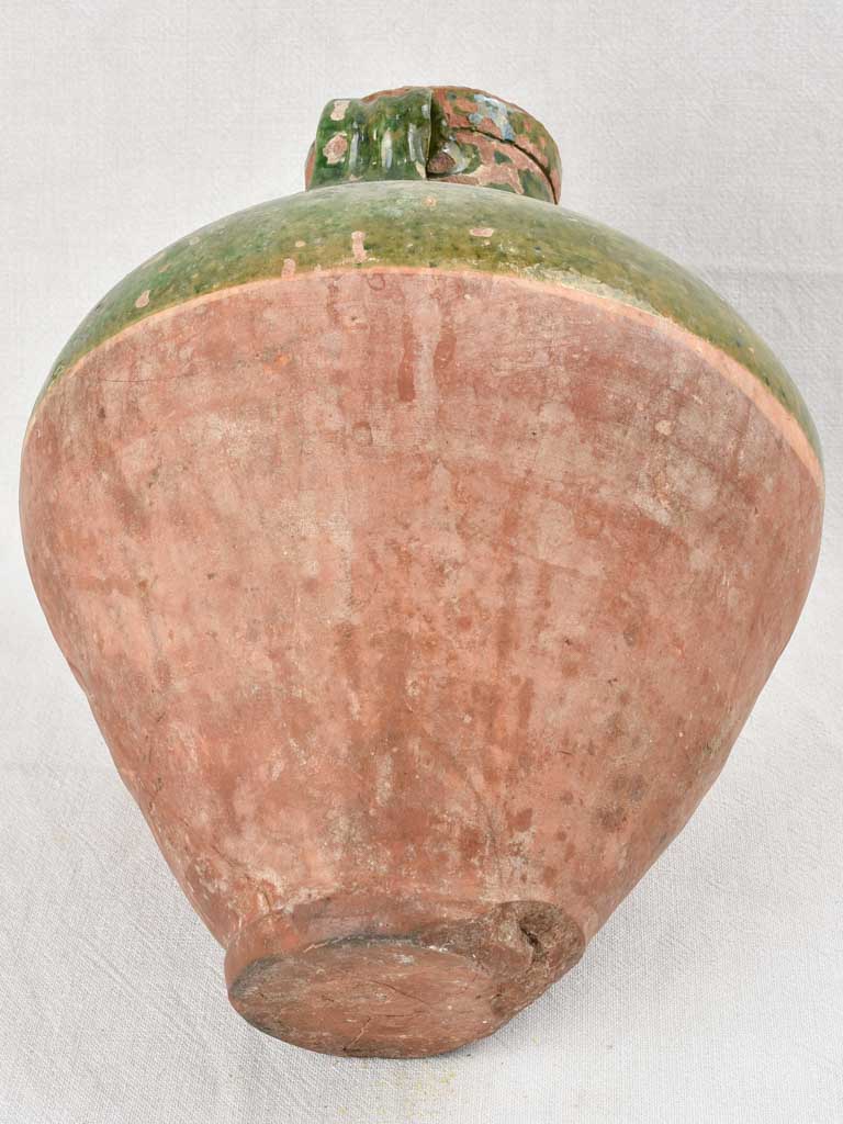 Large water pot with rustic dark green glaze, 19th century 15¾"