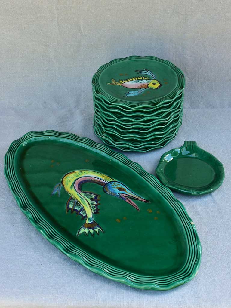 1960's seafood service from Vallauris - hand painted and signed