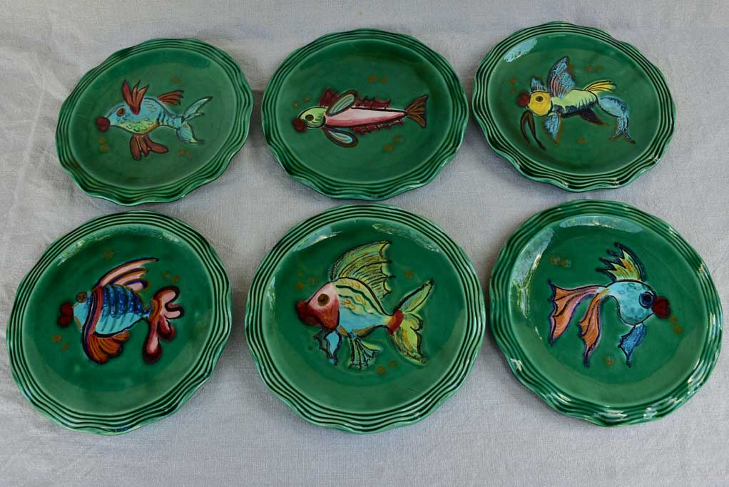 1960's seafood service from Vallauris - hand painted and signed