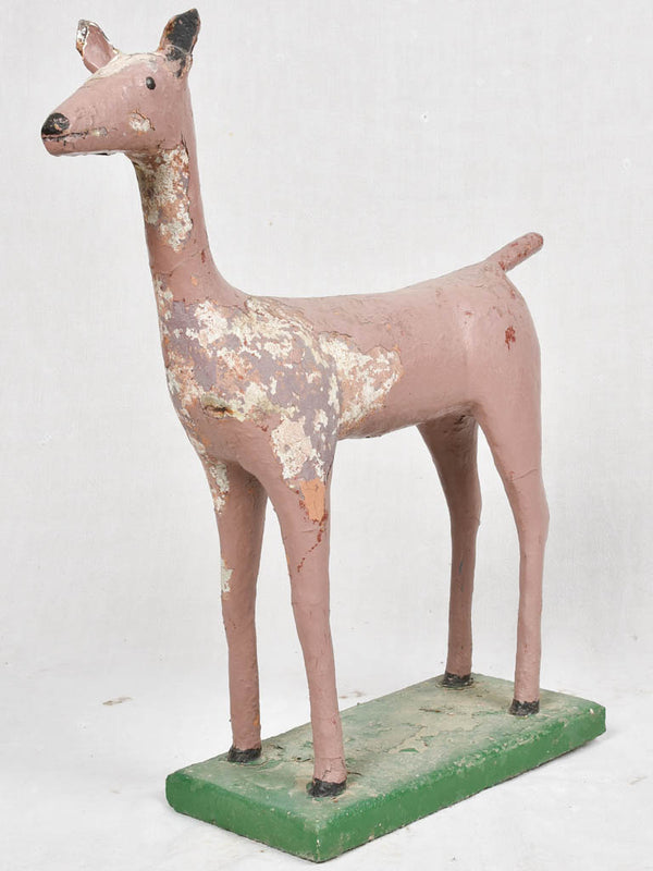 Vintage Pink Patina Deer Garden Figurine