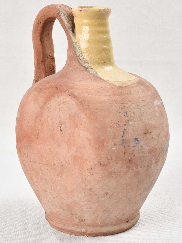Petite antique French water jug with flat sides 9"