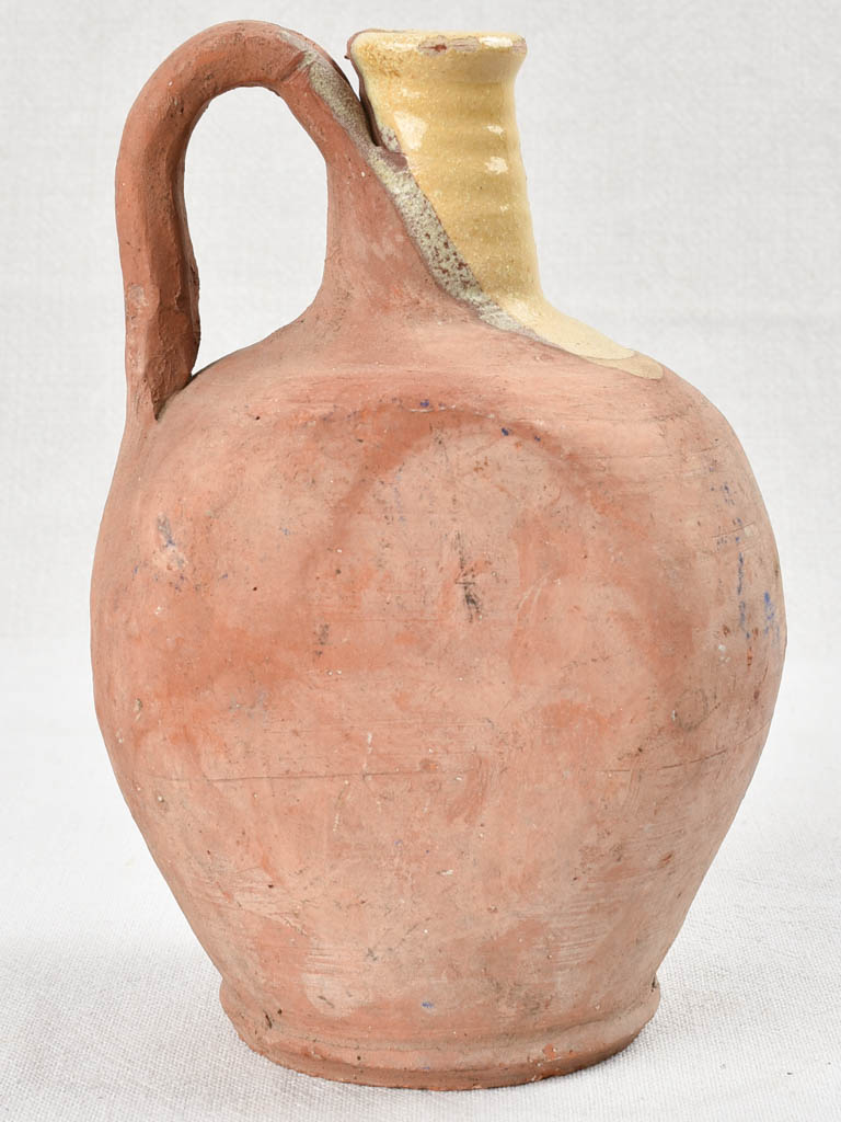 Petite antique French water jug with flat sides 9"