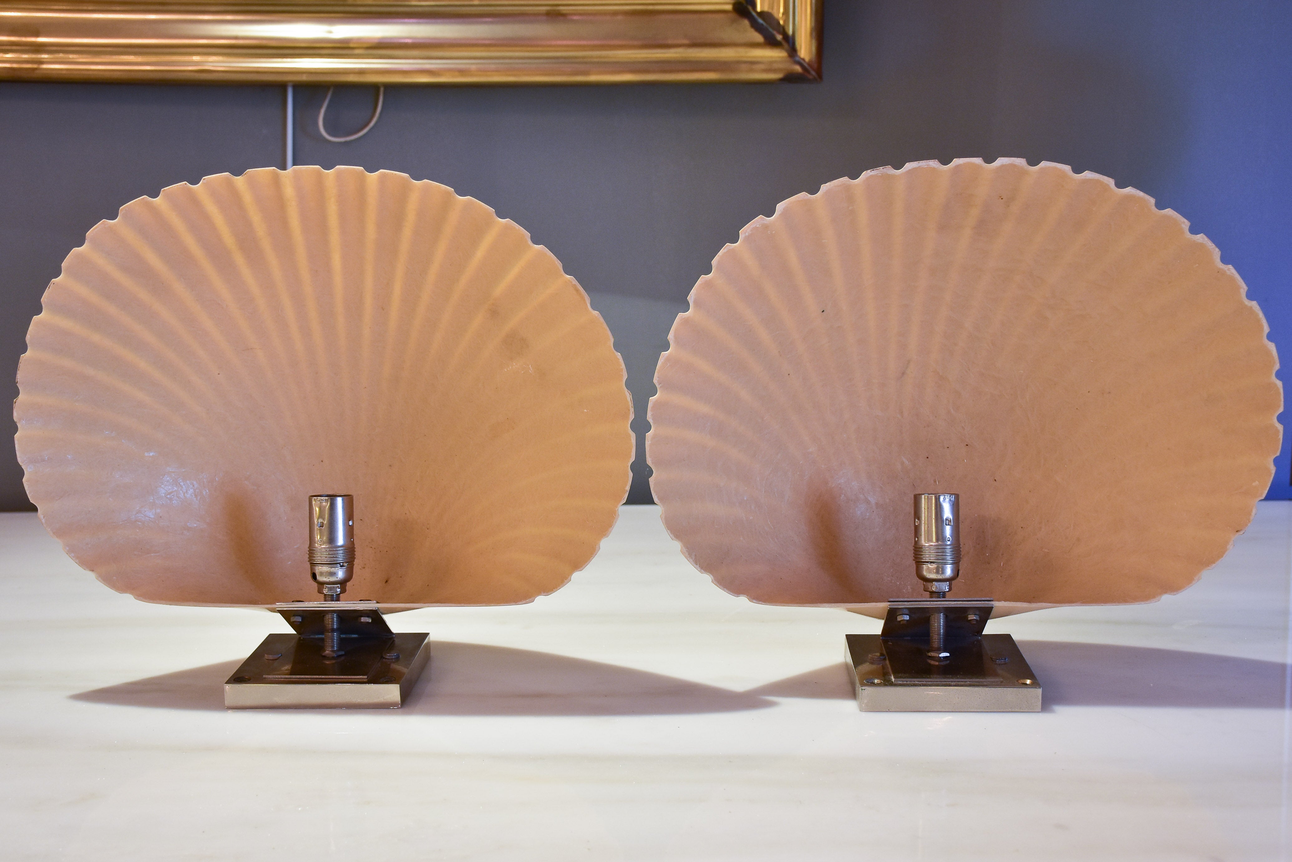 Pair of vintage scallop wall sconces