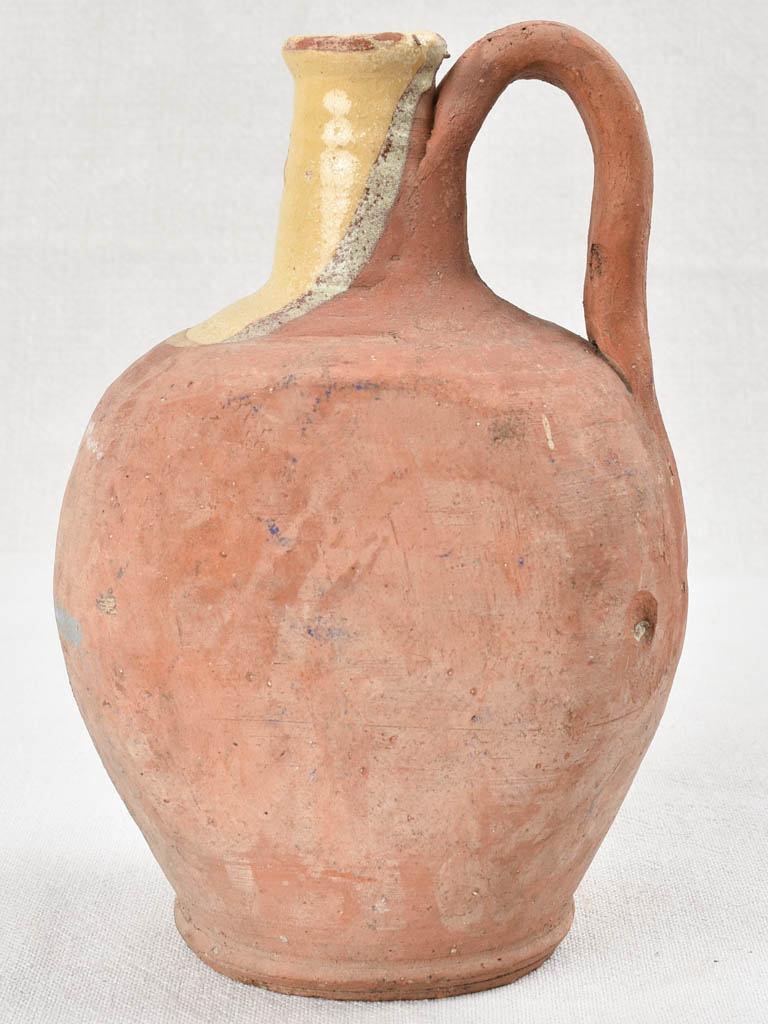 Petite antique French water jug with flat sides 9"