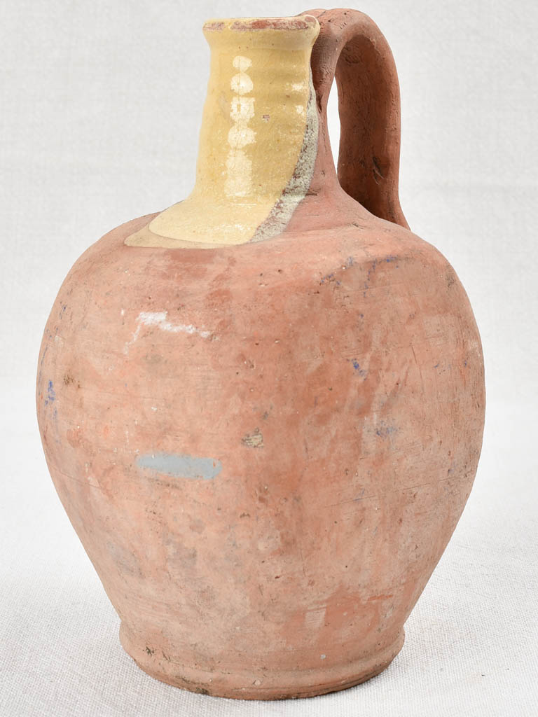 Petite antique French water jug with flat sides 9"