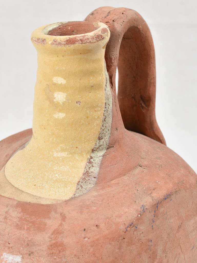 Petite antique French water jug with flat sides 9"
