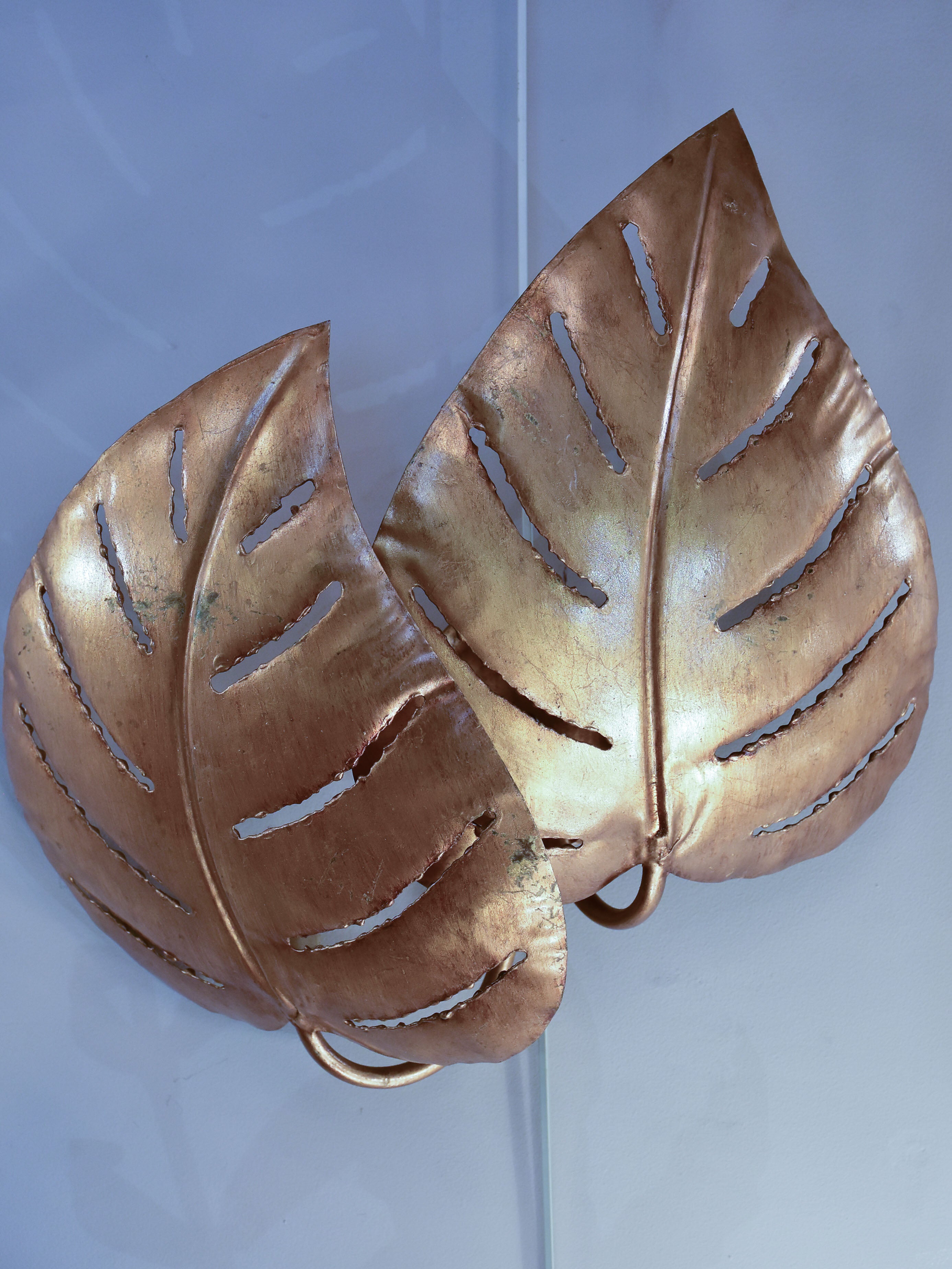 Pair of vintage Italian wall sconces - leaves