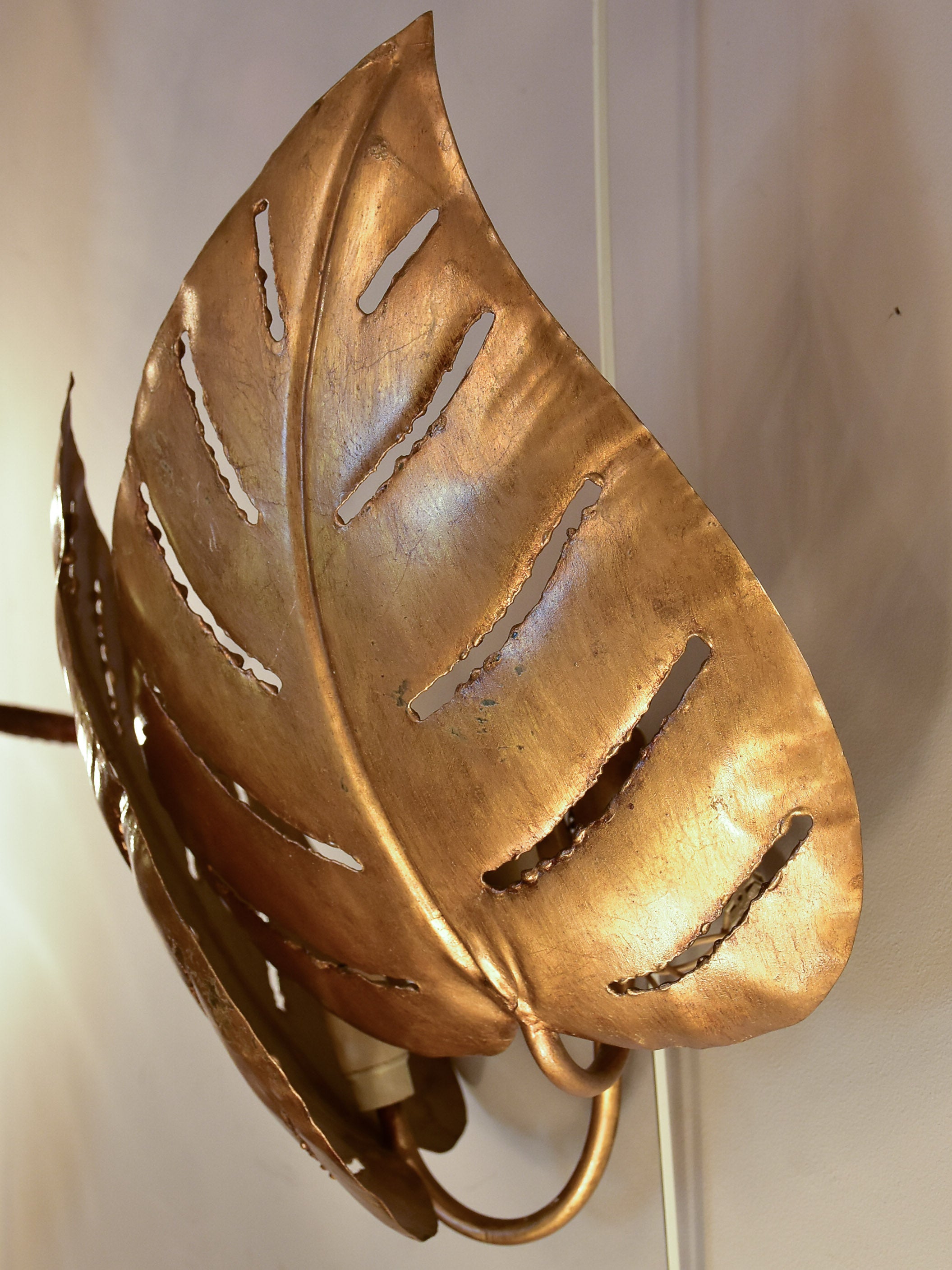 Pair of vintage Italian wall sconces - leaves
