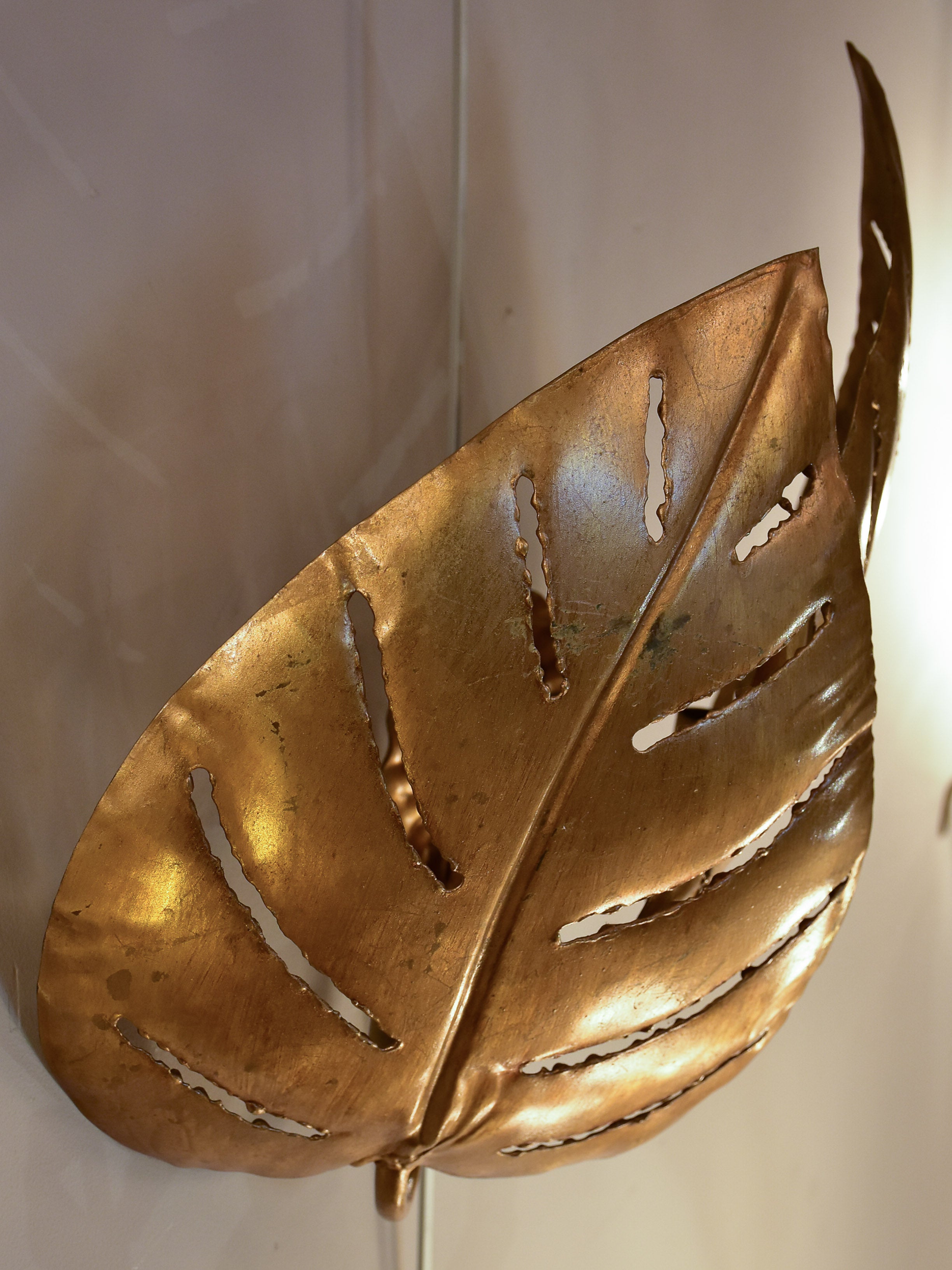 Pair of vintage Italian wall sconces - leaves