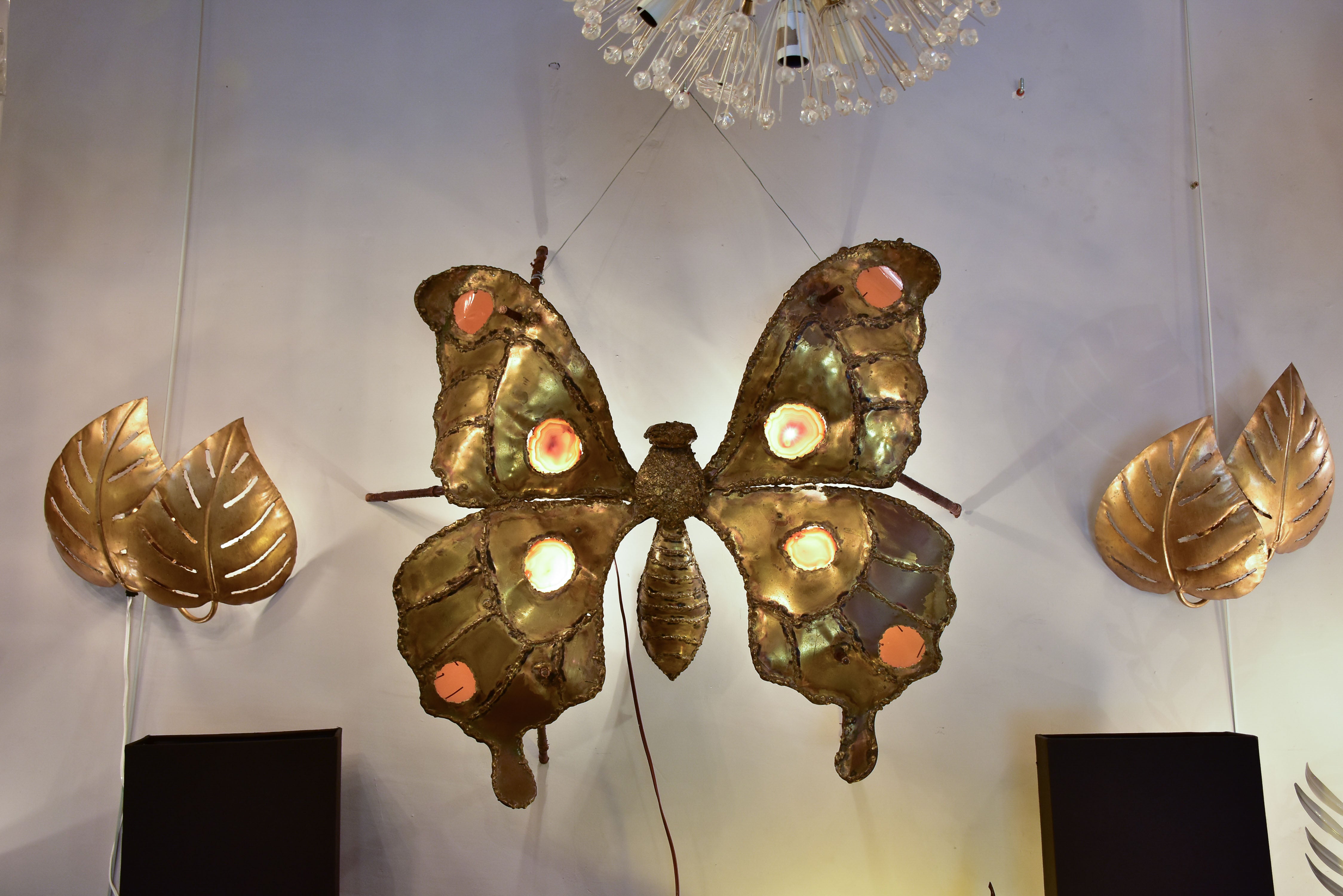 Pair of vintage Italian wall sconces - leaves