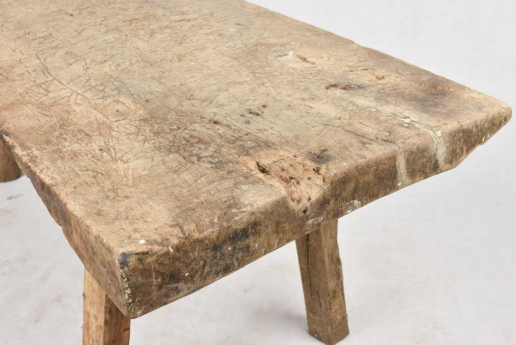 Large primitive coffee table with three legs 50"