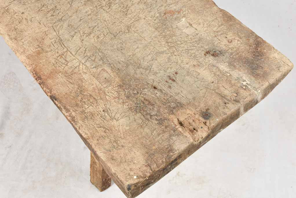 Large primitive coffee table with three legs 50"
