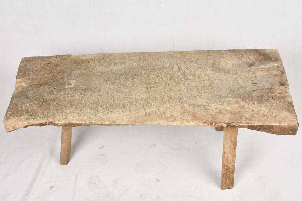 Large primitive coffee table with three legs 50"