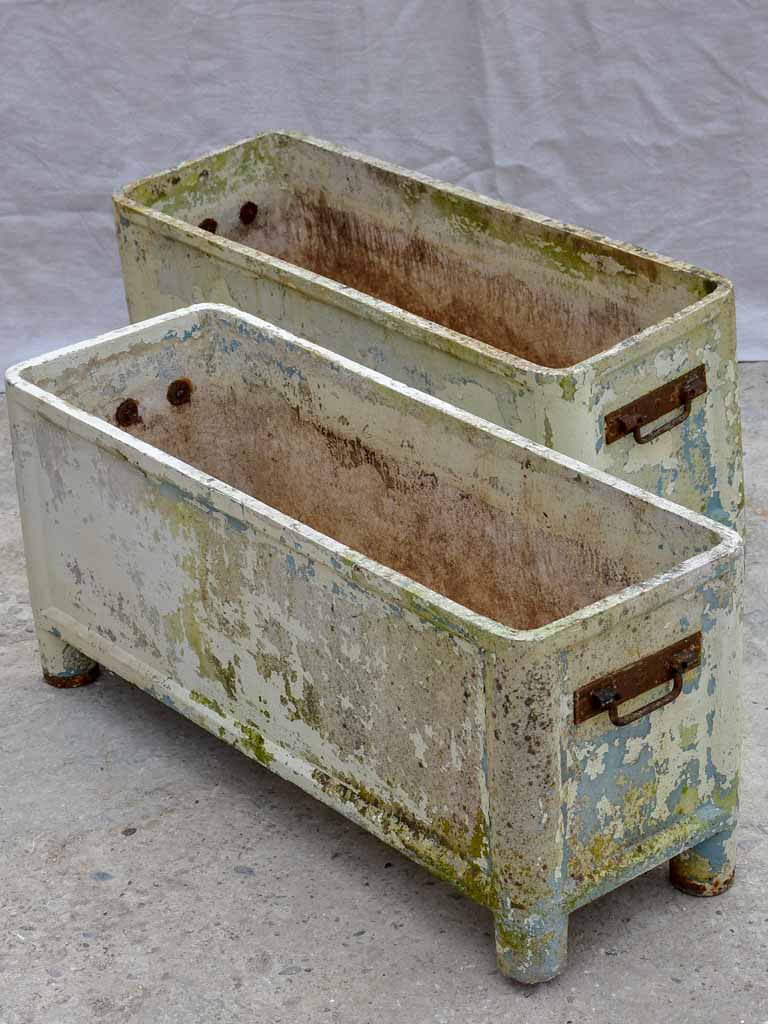 Pair of rectangular mid-century Willy Guhl garden planters on feet