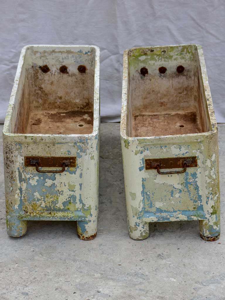 Pair of rectangular mid-century Willy Guhl garden planters on feet