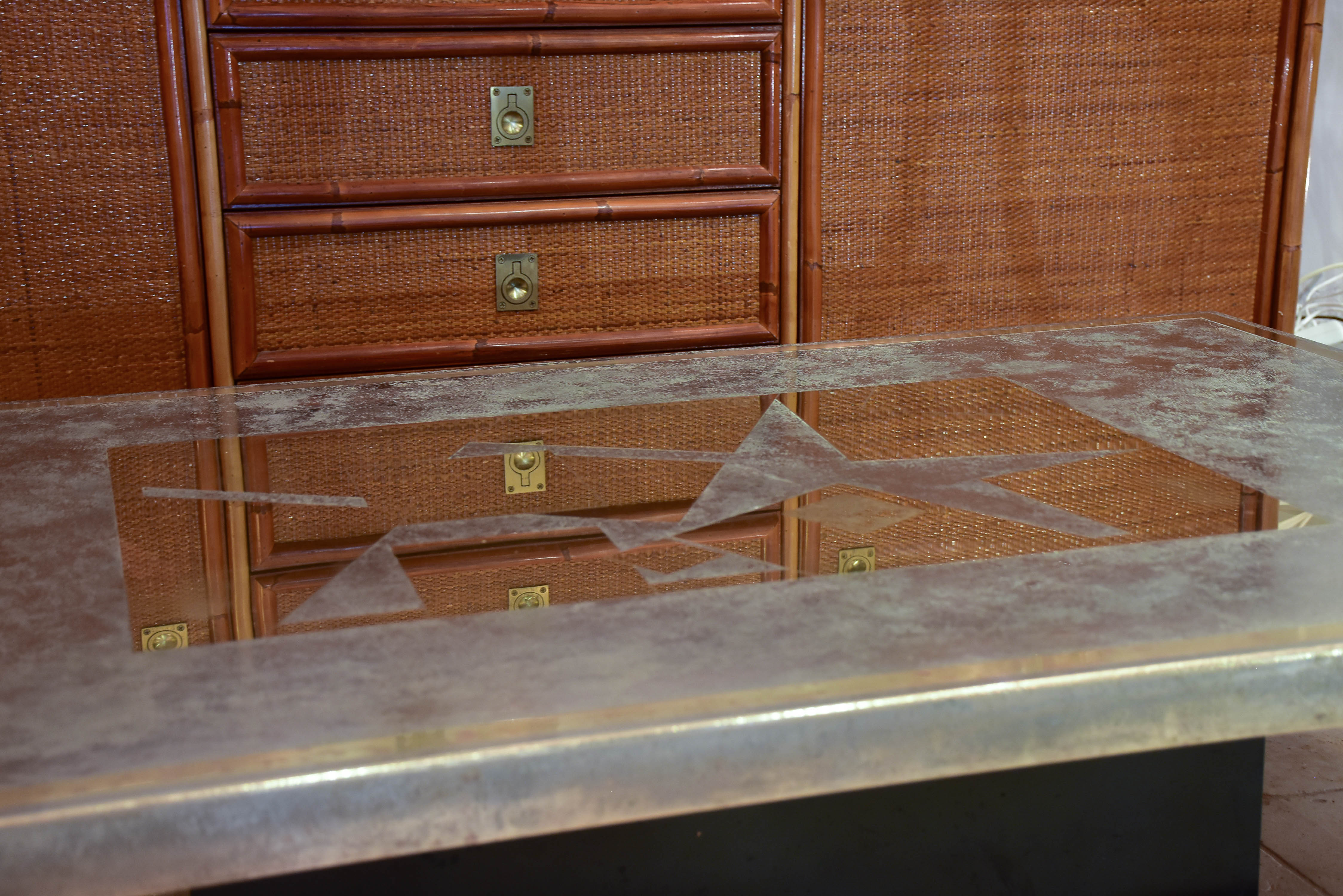 Rectangular etched brass Armand Jonckers coffee table