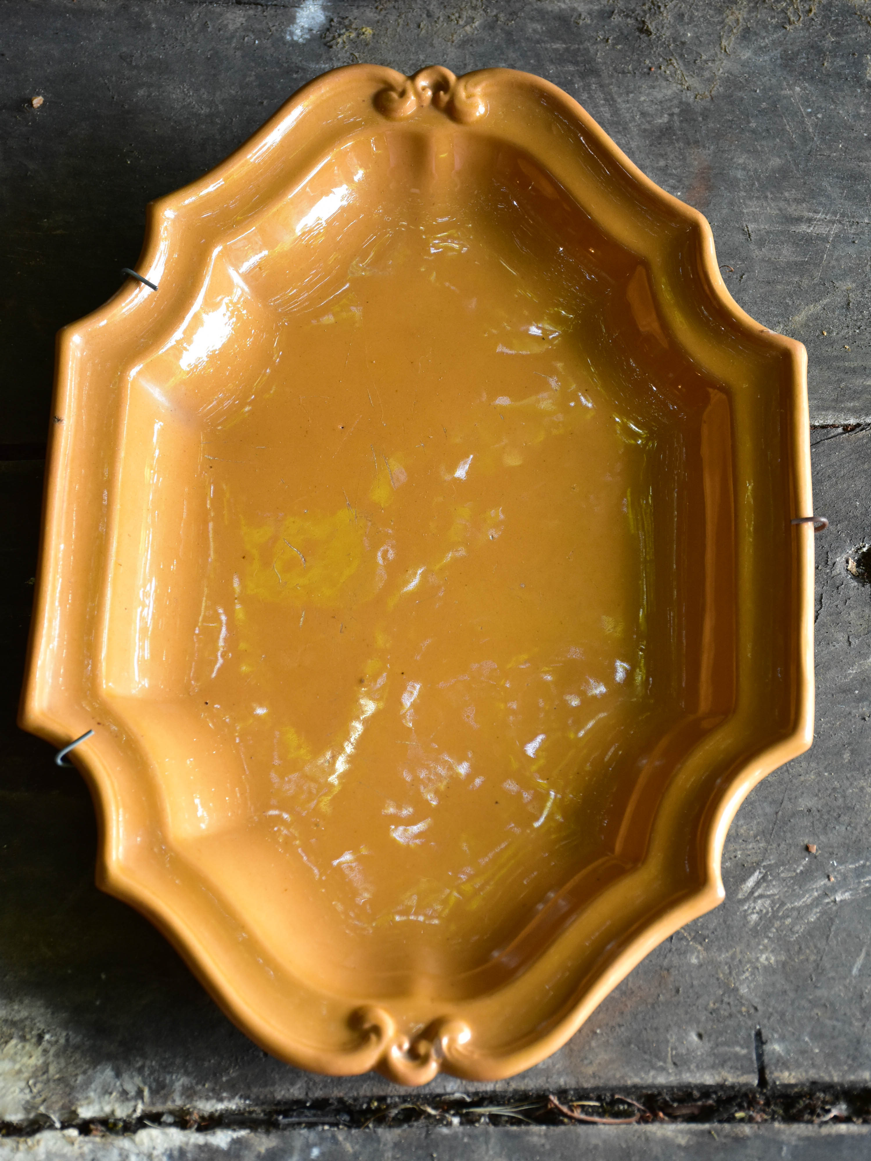 19th century French platter with ochre glaze from Apt