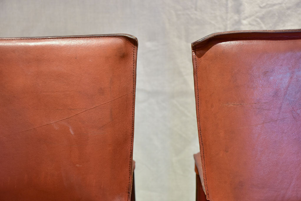 Pair of 1970's French leather barstools