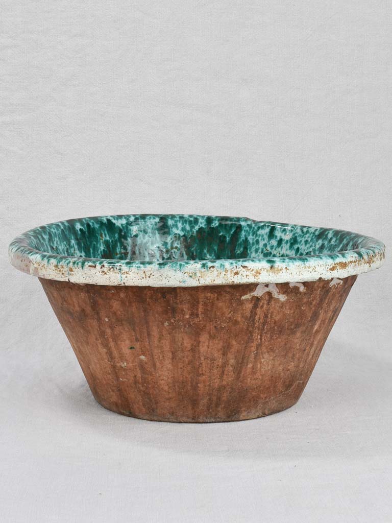 Superb large 1950s Italian bowl with speckled turquoise glaze 17¾"