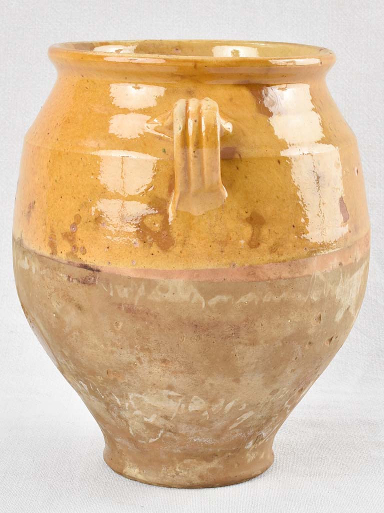 Antique French confit pot - yellow glaze 11½"