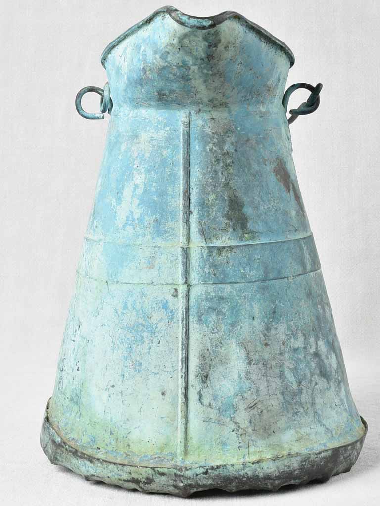 19th century copper verdigris pitcher 15¾"