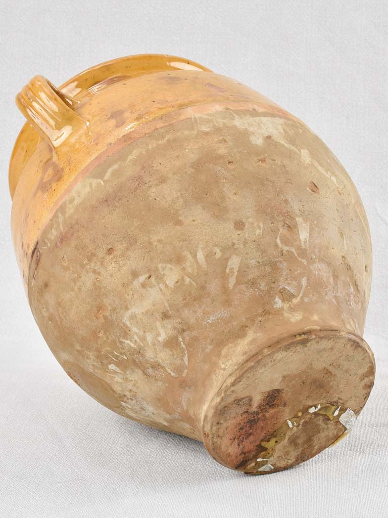 Antique French confit pot - yellow glaze 11½"